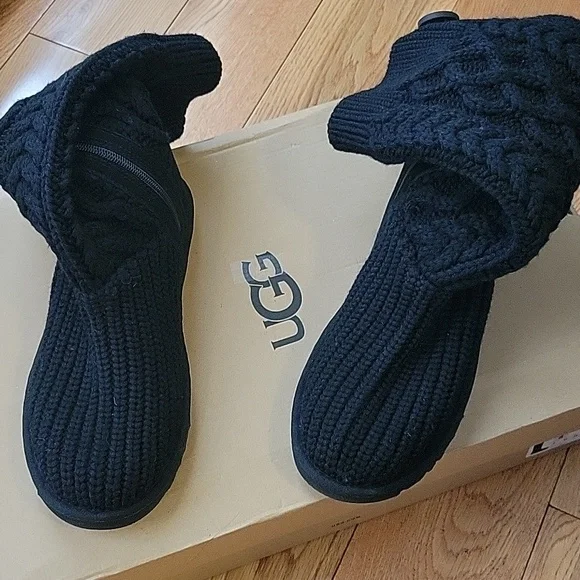 Black Knit Tall UGG Boots - Picture 1 of 3